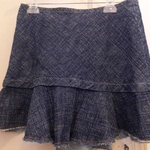 Parallel Dark Denim Jeans Skirt with Ruffled Hem